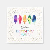 Rainbow Watercolor Ice Creme Ice Pops Stilvoll Gol Serviette (Vorderseite)