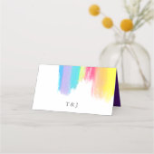 Rainbow Watercolor LGBTQ Gay Pride Hochzeit Platzkarte (Rückseite)