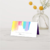 Rainbow Watercolor LGBTQ Gay Pride Hochzeit Platzkarte (Vorderseite)