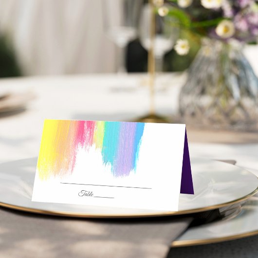 Rainbow Watercolor LGBTQ Gay Pride Hochzeit Platzkarte