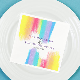 Rainbow Watercolor LGBTQ Gay Pride Hochzeit Serviette