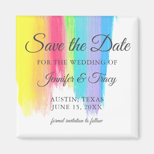 Rainbow Watercolor LGBTQ Wedding Save the Date Magnet (Vorne)