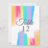 Rainbow Watercolor LGBTQ Wedding Tischnummer Card (Vorderseite)