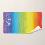 Rainbow Watercolor Lila Red Modern Name Handtuch (Handtuch)