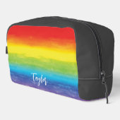Rainbow Watercolor Lila Red Monogram Name Waschbeutel (Rechte Ecke)