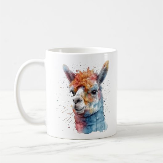 Rainbow Watercolor Llama Kaffeetasse (Links)