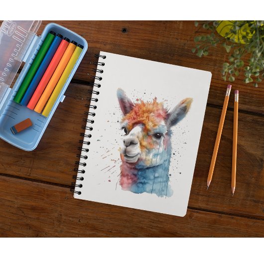 Rainbow Watercolor Llama Notizblock
