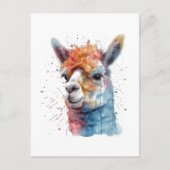 Rainbow Watercolor Llama Postkarte (Vorderseite)