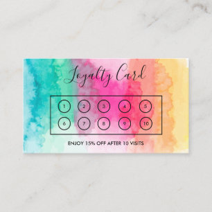 Rainbow Watercolor Loyalty Card Visitenkarte
