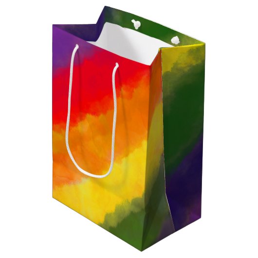 Rainbow Watercolor Mittlere Geschenktüte (Vorderseite Schrägansicht)