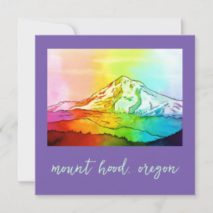 Rainbow Watercolor Mount Hood Card