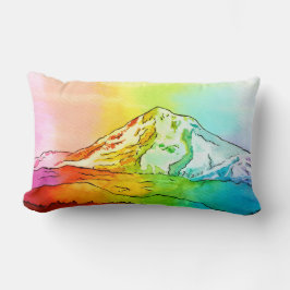 Rainbow Watercolor Mount Hood Lendenkissen