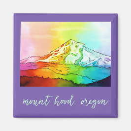 Rainbow Watercolor Mount Hood Magnet