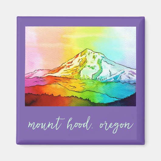 Rainbow Watercolor Mount Hood Magnet (Vorne)