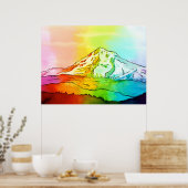 Rainbow Watercolor Mount Hood Poster (Küche)