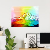 Rainbow Watercolor Mount Hood Poster (Heimbüro)