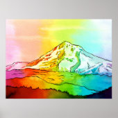 Rainbow Watercolor Mount Hood Poster (Vorne)