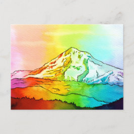Rainbow Watercolor Mount Hood Postkarte