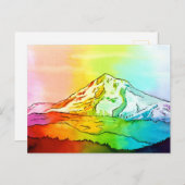 Rainbow Watercolor Mount Hood Postkarte (Vorne/Hinten)