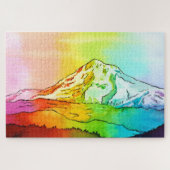 Rainbow Watercolor Mount Hood Puzzle (Horizontal)