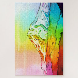 Rainbow Watercolor Mount Hood Puzzle