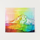 Rainbow Watercolor Mount Hood Wandteppich (Vorderseite (Horizontal))