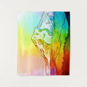 Rainbow Watercolor Mount Hood Wandteppich (Vorderseite)