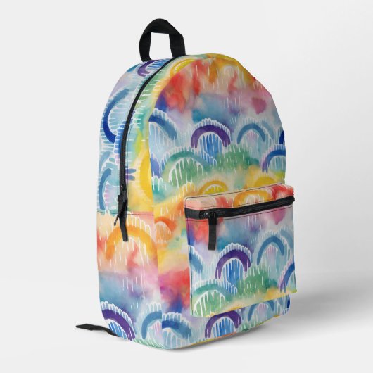 Rainbow Watercolor-Muster Bedruckter Rucksack (Rückseitige Ecke links)