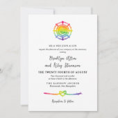 Rainbow Watercolor Nautical LGBT 2 in 1 Hochzeit Einladung (Vorderseite)