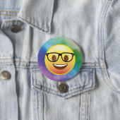Rainbow Watercolor Nerd Emoji Glasses Button (Beispiel)
