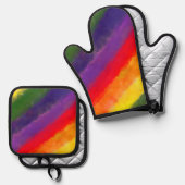 Rainbow Watercolor Ofenhandschuh & Topflappen-Set (Vorderseite/Rückseite)