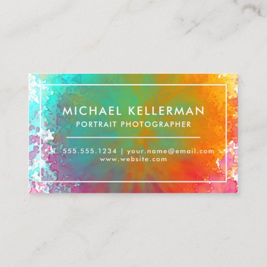 Rainbow Watercolor Paint Splash Visitenkarte (Rückseite)