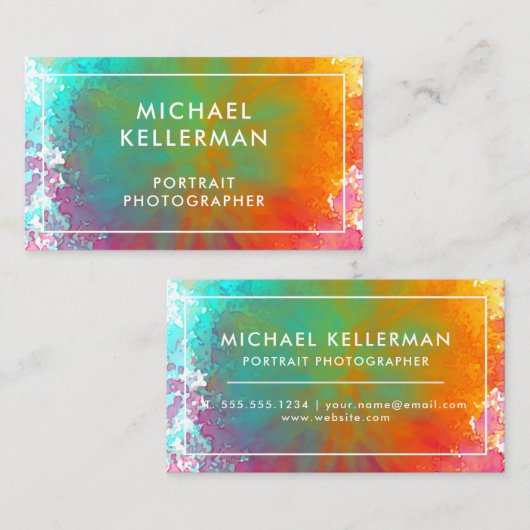Rainbow Watercolor Paint Splash Visitenkarte (Vorne/Hinten)