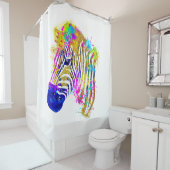 Rainbow Watercolor Paint Spritzer Zebra Graphic Duschvorhang (Beispiel)