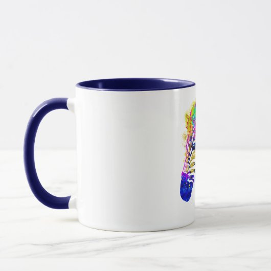 Rainbow Watercolor Paint Spritzer Zebra Graphic Tasse (Links)