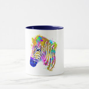 Rainbow Watercolor Paint Spritzer Zebra Graphic Tasse