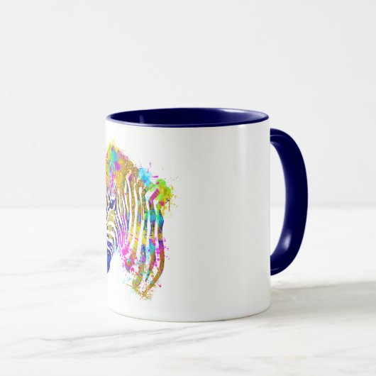 Rainbow Watercolor Paint Spritzer Zebra Graphic Tasse (VorderseiteRechts)