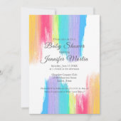Rainbow Watercolor Paint Strokes Baby Dusche Einladung (Vorderseite)