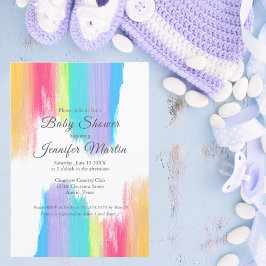 Rainbow Watercolor Paint Strokes Baby Dusche Einladung