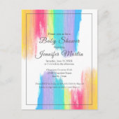 Rainbow Watercolor Paint Strokes Baby Dusche Einladungspostkarte (Vorderseite)