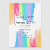 Rainbow Watercolor Paint Strokes Baby Dusche Magneteinladung (Vorderseite)