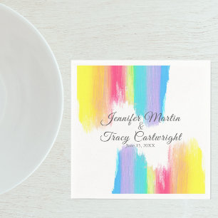 Rainbow Watercolor Paint Strokes LGBTQ Hochzeit Serviette