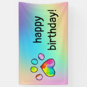 Rainbow Watercolor Paw Print Birthday Party Banner (Vertikal)