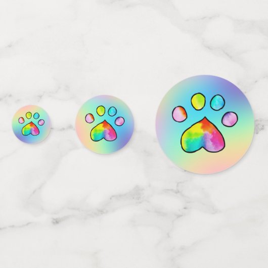 Rainbow Watercolor Paw Print Birthday Party Konfetti (Rückseiten)