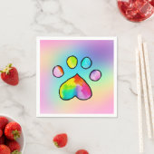 Rainbow Watercolor Paw Print Birthday Party Serviette (Beispiel)