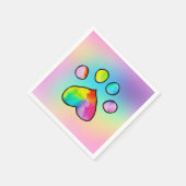 Rainbow Watercolor Paw Print Birthday Party Serviette (Ecke)