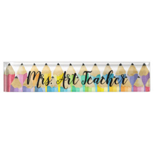 Rainbow Watercolor Pencil Teacher Schreibtisch Namensplakette