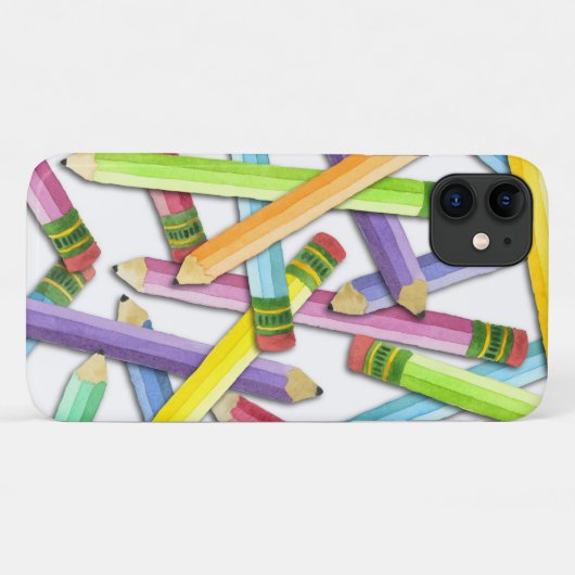 Rainbow Watercolor Pencils Teacher iPhone Case (Rückseite (Horizontal))