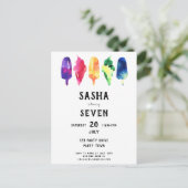 Rainbow Watercolor Popsicles Ice Creme Birthday Einladungspostkarte (Stehend Vorderseite)