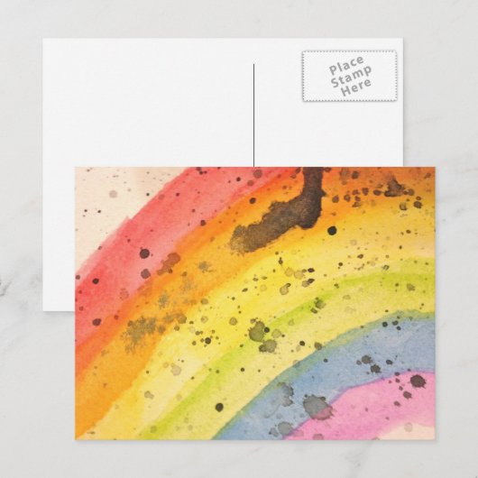 Rainbow Watercolor Postcard Postkarte (Vorne/Hinten)
